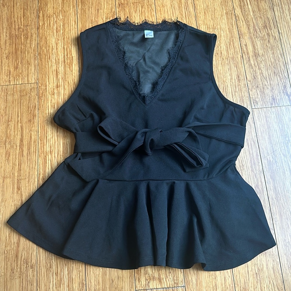 Black Peplum Top Size L
